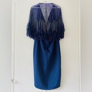 ASOS DESIGN faux feather cape midi dress size 6 NWT